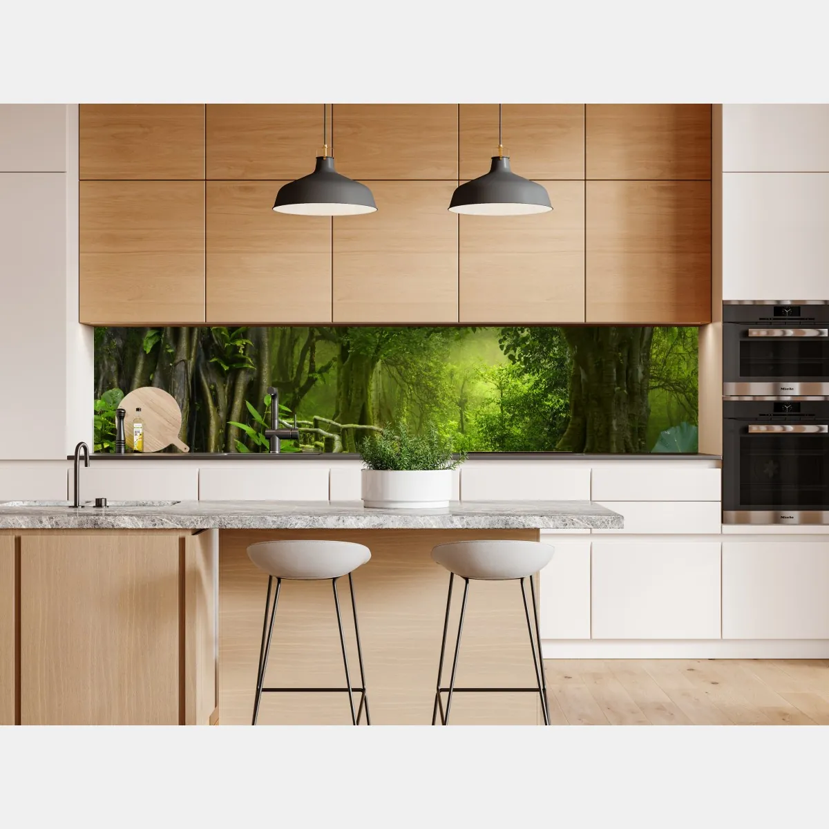 Naklejka repozycjonowalna mglista kładka w tropikalnej dżungli – Wallissimo® Naklejka repozycjonowalna mglista kładka w tropikalnej dżungli – Wallissimo®