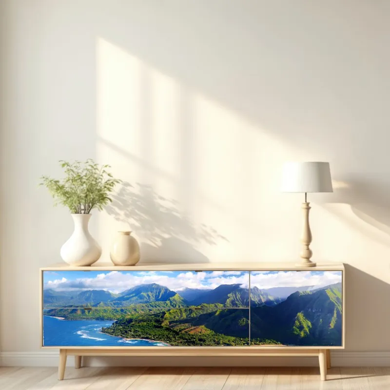 Naklejka repozycjonowalna niebieska geometryczna kompozycja 3d – Wallissimo®