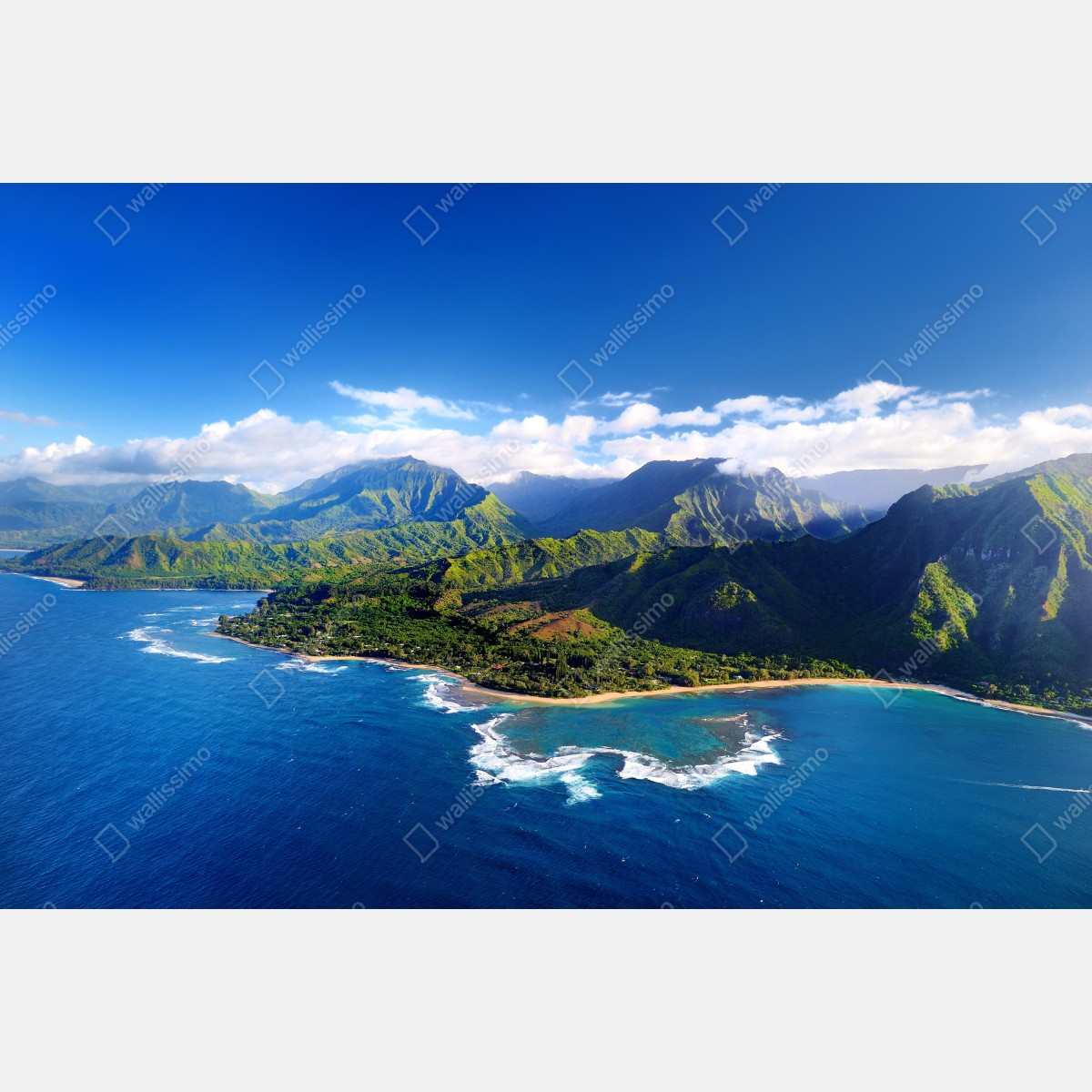 Naklejka repozycjonowalna panorama tropikalnego wybrzeża z lotu ptaka – Wallissimo® Naklejka repozycjonowalna panorama tropikalnego wybrzeża z lotu ptaka – Wallissimo®