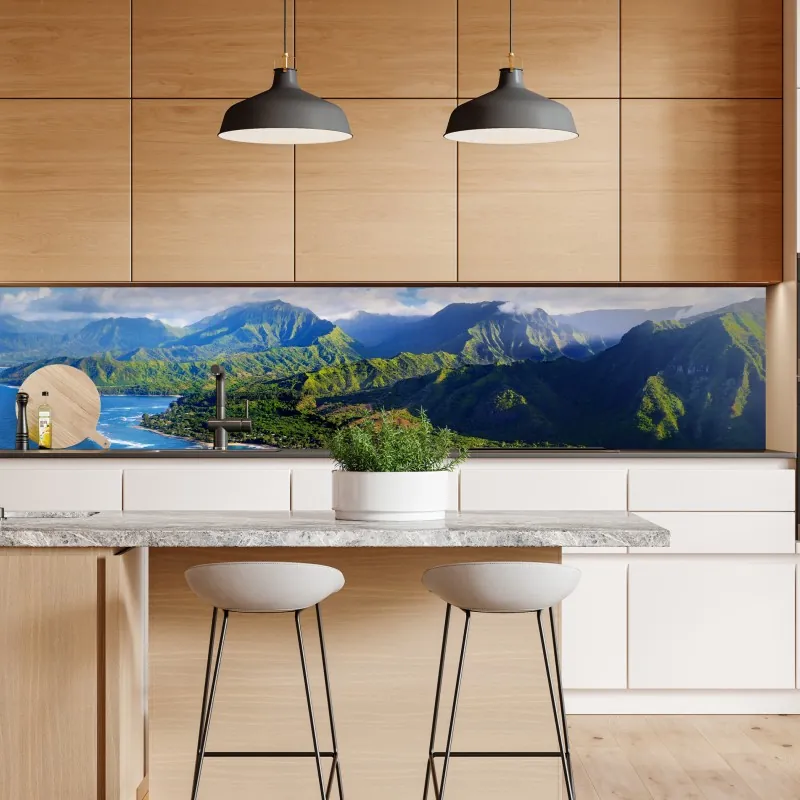 Naklejka repozycjonowalna panorama tropikalnego wybrzeża z lotu ptaka – Wallissimo® Naklejka repozycjonowalna panorama tropikalnego wybrzeża z lotu ptaka – Wallissimo®