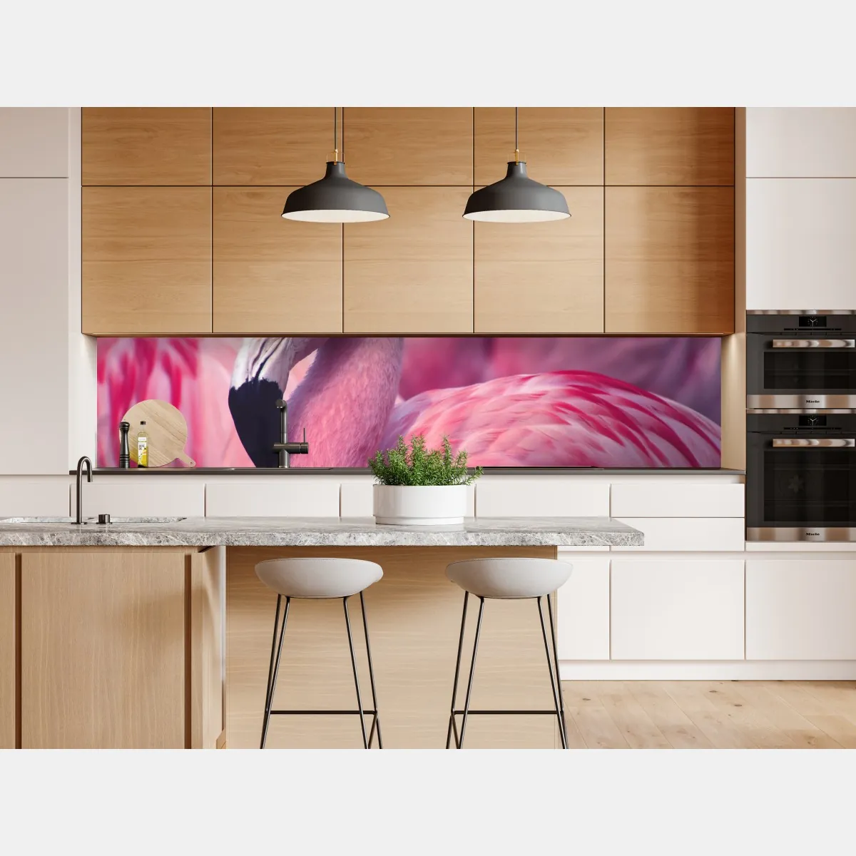 Naklejka repozycjonowalna różowy portret flaminga – Wallissimo® Naklejka repozycjonowalna różowy portret flaminga – Wallissimo®