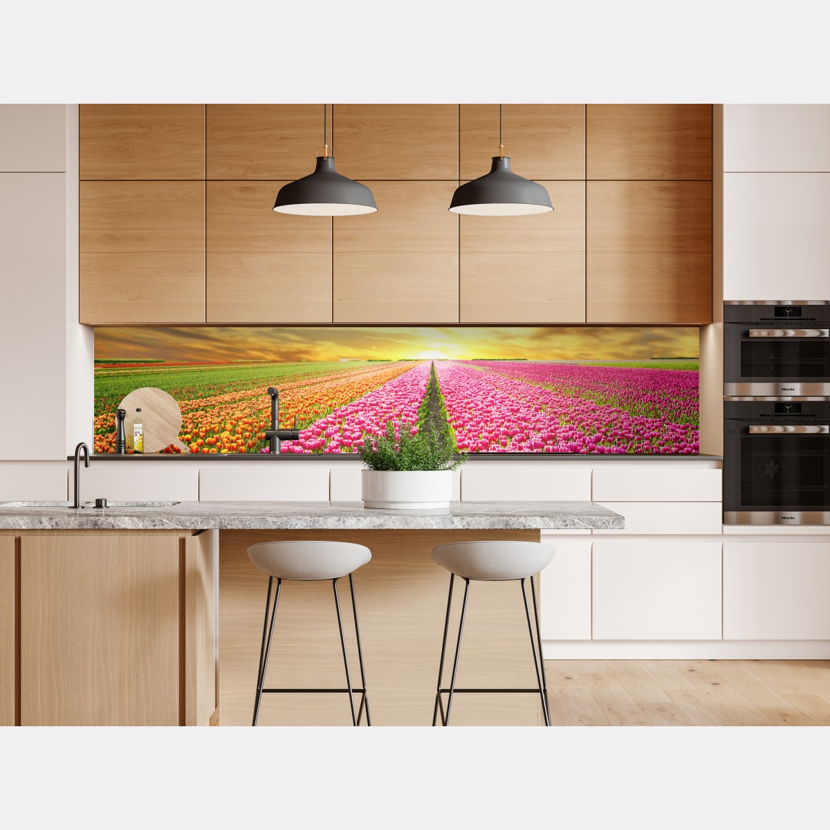 Naklejka repozycjonowalna wschód słońca nad polami tulipanów w Holandii – Wallissimo® Naklejka repozycjonowalna wschód słońca nad polami tulipanów w Holandii – Wallissimo®