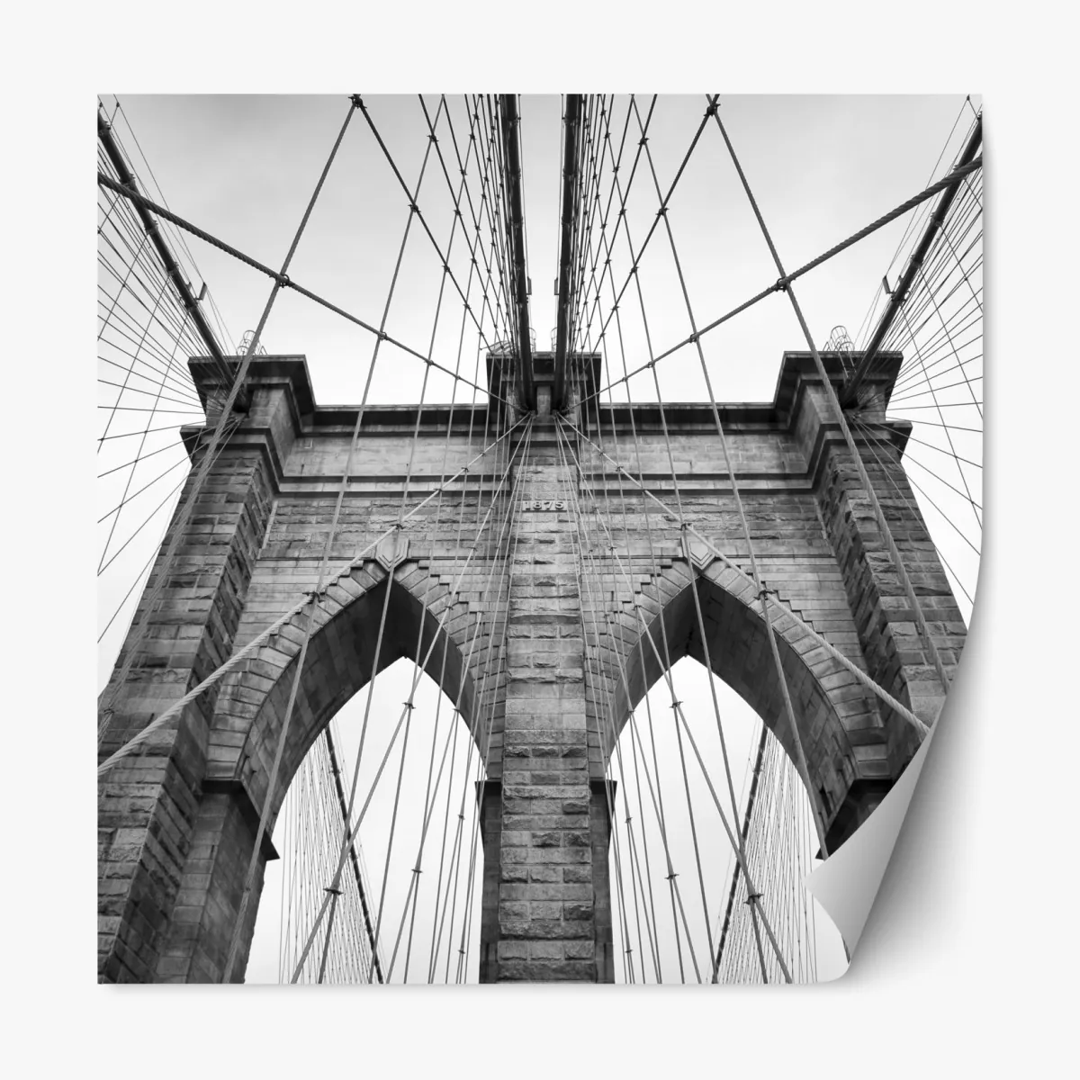 Naklejka repozycjonowalna monochromatyczny most wiszący w perspektywie – Wallissimo® Naklejka repozycjonowalna monochromatyczny most wiszący w perspektywie – Wallissimo®