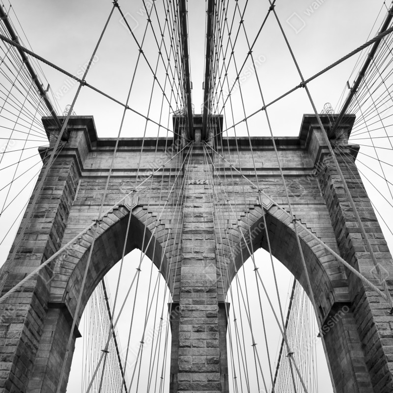 Naklejka repozycjonowalna monochromatyczny most wiszący w perspektywie – Wallissimo® Naklejka repozycjonowalna monochromatyczny most wiszący w perspektywie – Wallissimo®