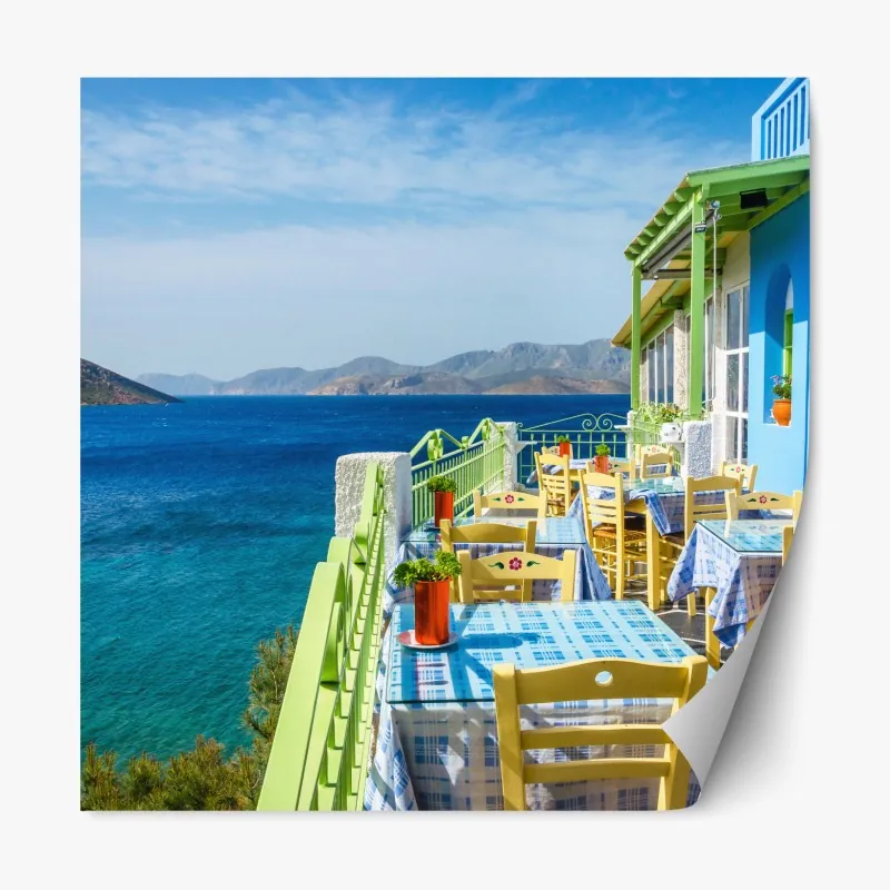 Naklejka repozycjonowalna słoneczny taras nad Morzem Śródziemnym