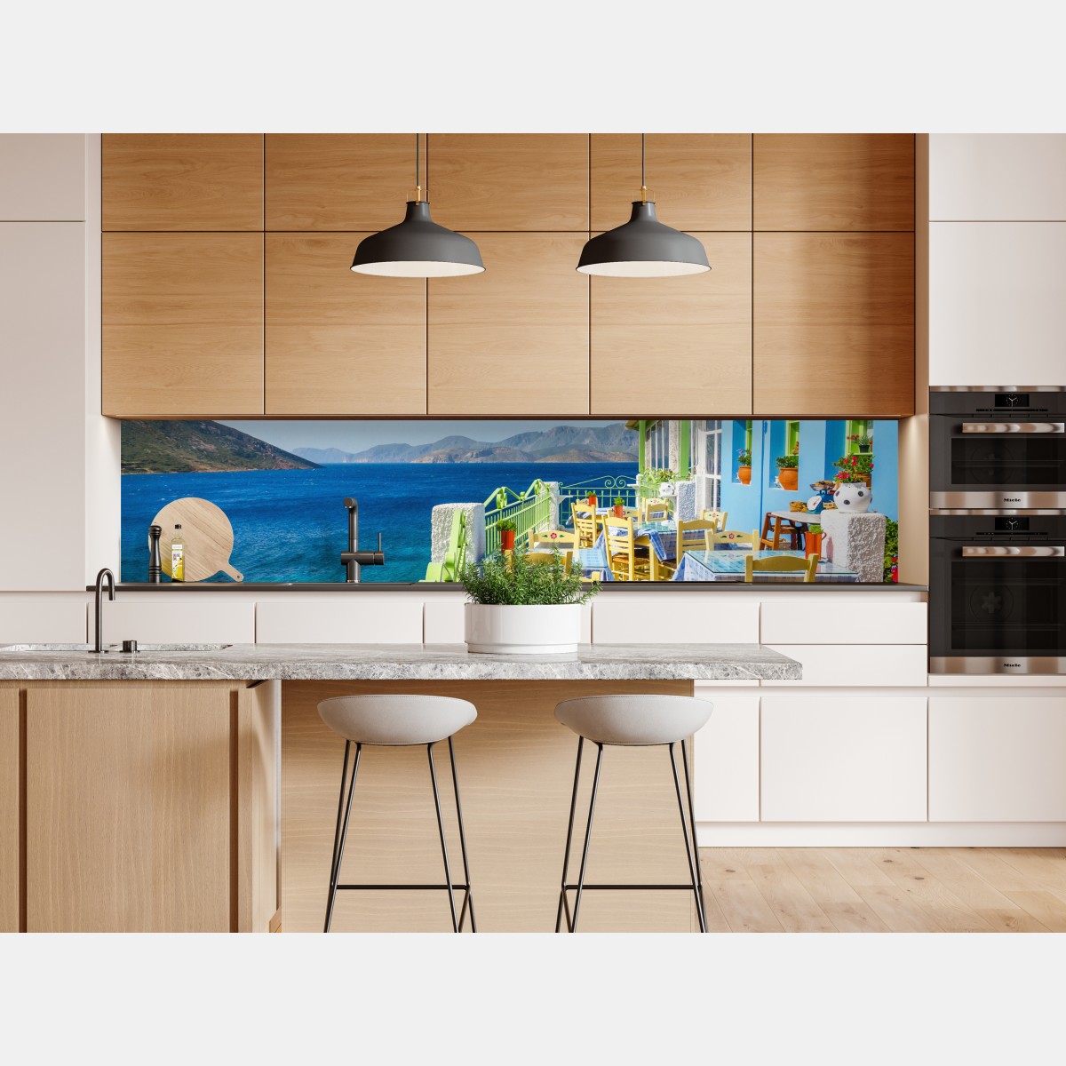 Naklejka repozycjonowalna słoneczny taras nad Morzem Śródziemnym – Wallissimo® Naklejka repozycjonowalna słoneczny taras nad Morzem Śródziemnym – Wallissimo®