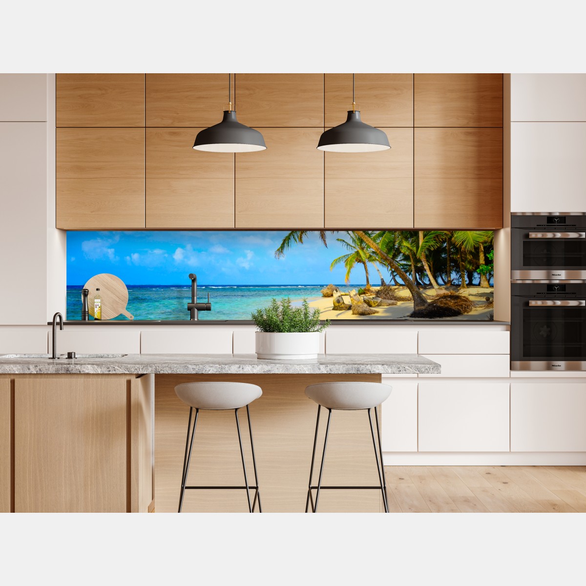 Naklejka repozycjonowalna tropikalna turkusowa plaża – Wallissimo® Naklejka repozycjonowalna tropikalna turkusowa plaża – Wallissimo®