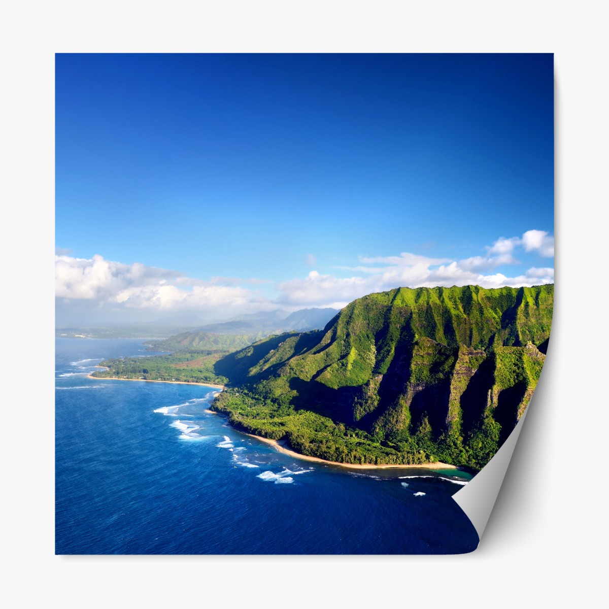 Repositionable sticker majestic coastal cliffs over turquoise ocean