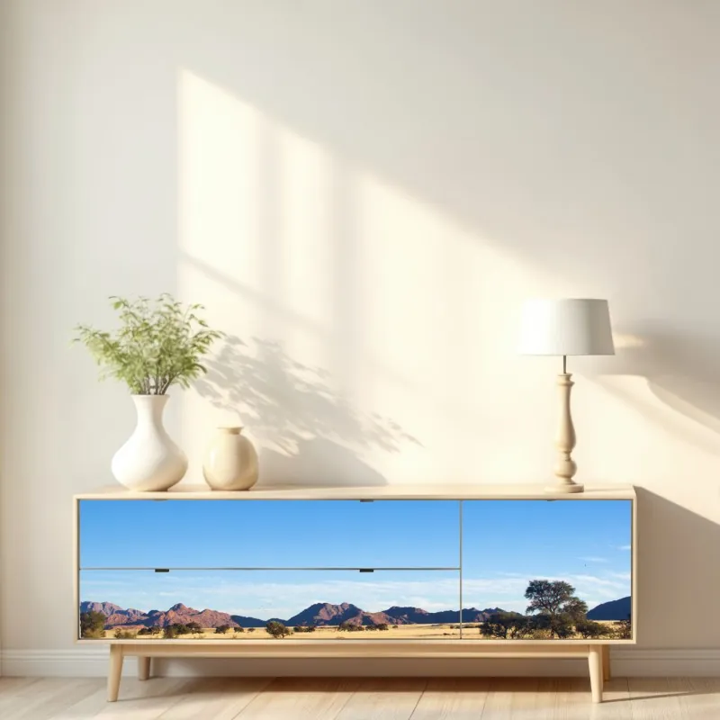 Naklejka repozycjonowalna spokojny krajobraz sawanny pod bezchmurnym niebem – Wallissimo® Naklejka repozycjonowalna spokojny krajobraz sawanny pod bezchmurnym niebem – Wallissimo®