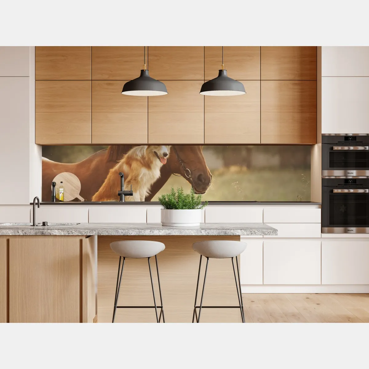 Naklejka repozycjonowalna słoneczni towarzysze: pies i koń – Wallissimo® Naklejka repozycjonowalna słoneczni towarzysze: pies i koń – Wallissimo®