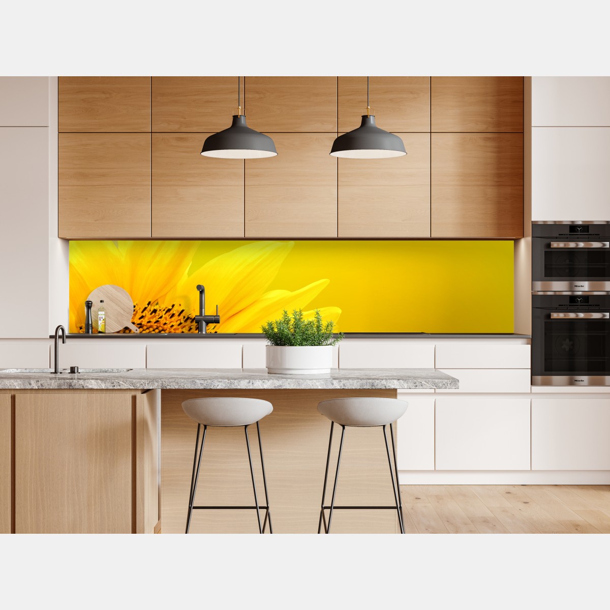 Naklejka repozycjonowalna żywy słonecznik z bliska na żółtym tle – Wallissimo® Naklejka repozycjonowalna żywy słonecznik z bliska na żółtym tle – Wallissimo®