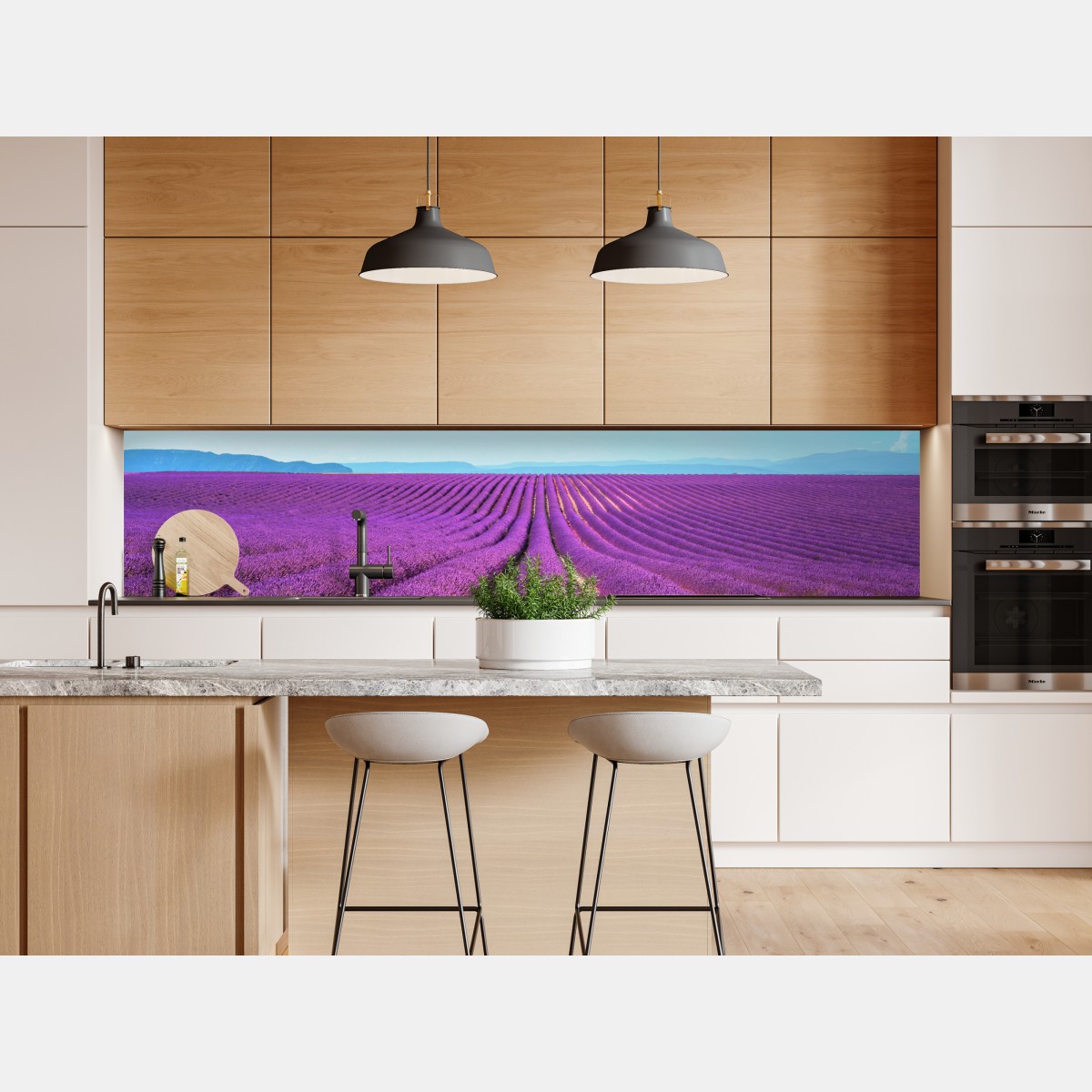 Naklejka repozycjonowalna pola lawendy pod błękitnym niebem – Wallissimo® Naklejka repozycjonowalna pola lawendy pod błękitnym niebem – Wallissimo®