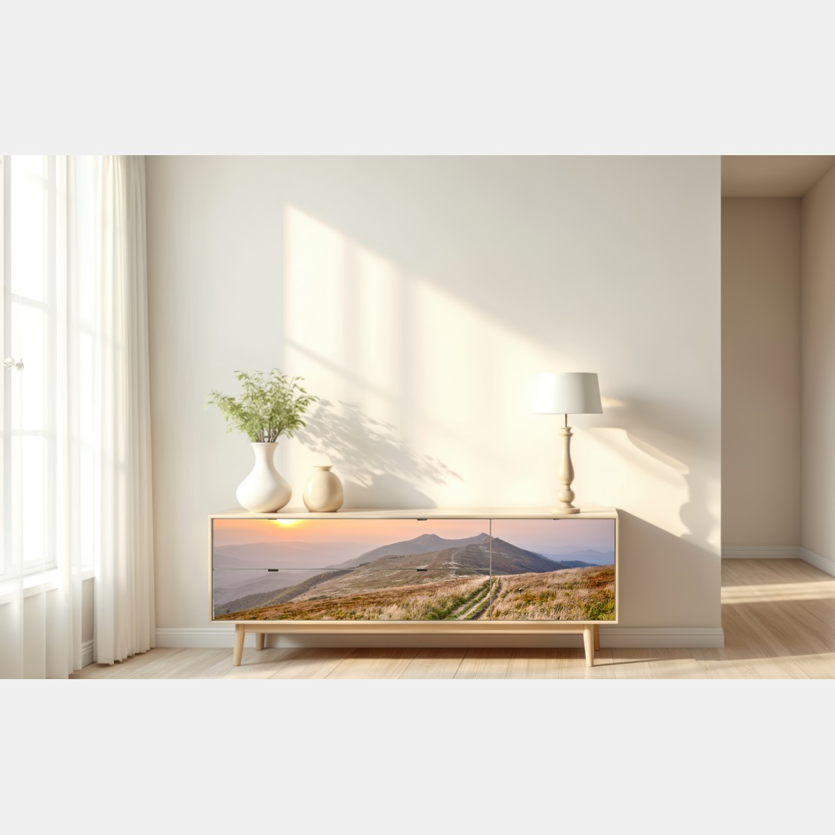 Naklejka repozycjonowalna złota górska ścieżka o zachodzie słońca – Wallissimo® Naklejka repozycjonowalna złota górska ścieżka o zachodzie słońca – Wallissimo®