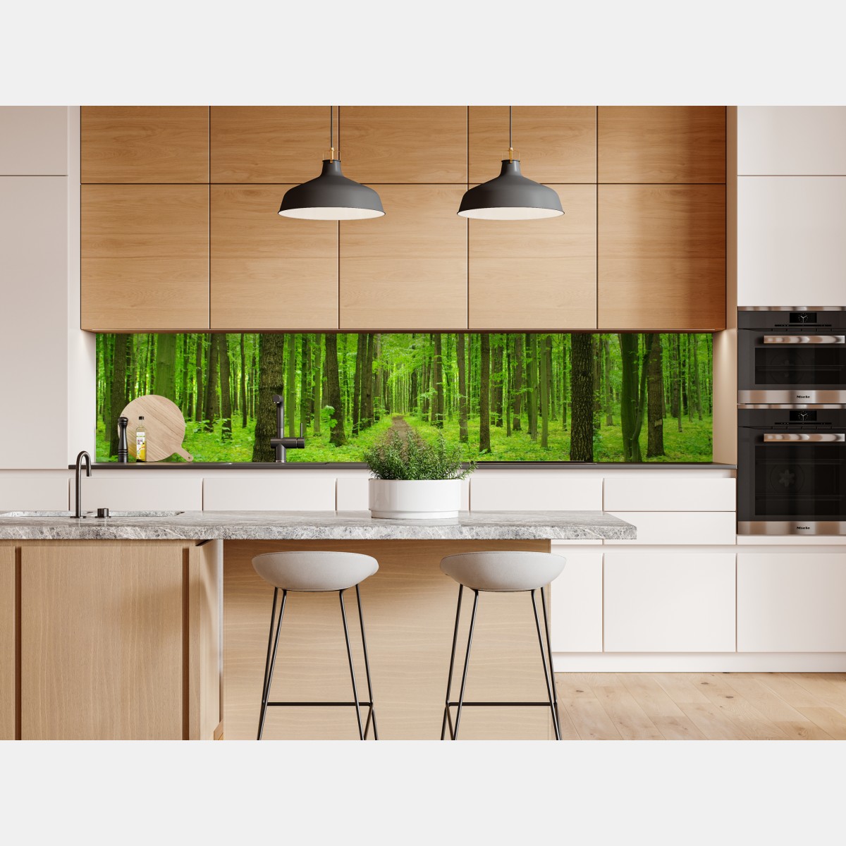 Naklejka repozycjonowalna spokojna zielona ścieżka w lesie – Wallissimo® Naklejka repozycjonowalna spokojna zielona ścieżka w lesie – Wallissimo®