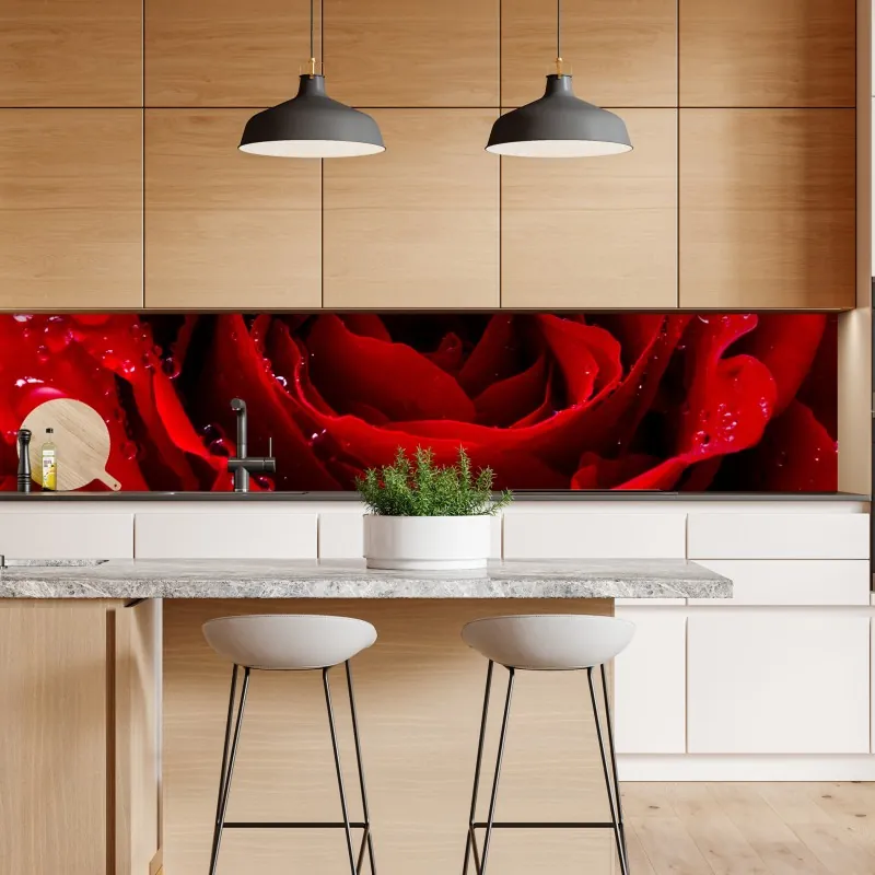 Naklejka repozycjonowalna żywa czerwona róża - zbliżenie – Wallissimo® Naklejka repozycjonowalna żywa czerwona róża - zbliżenie – Wallissimo®