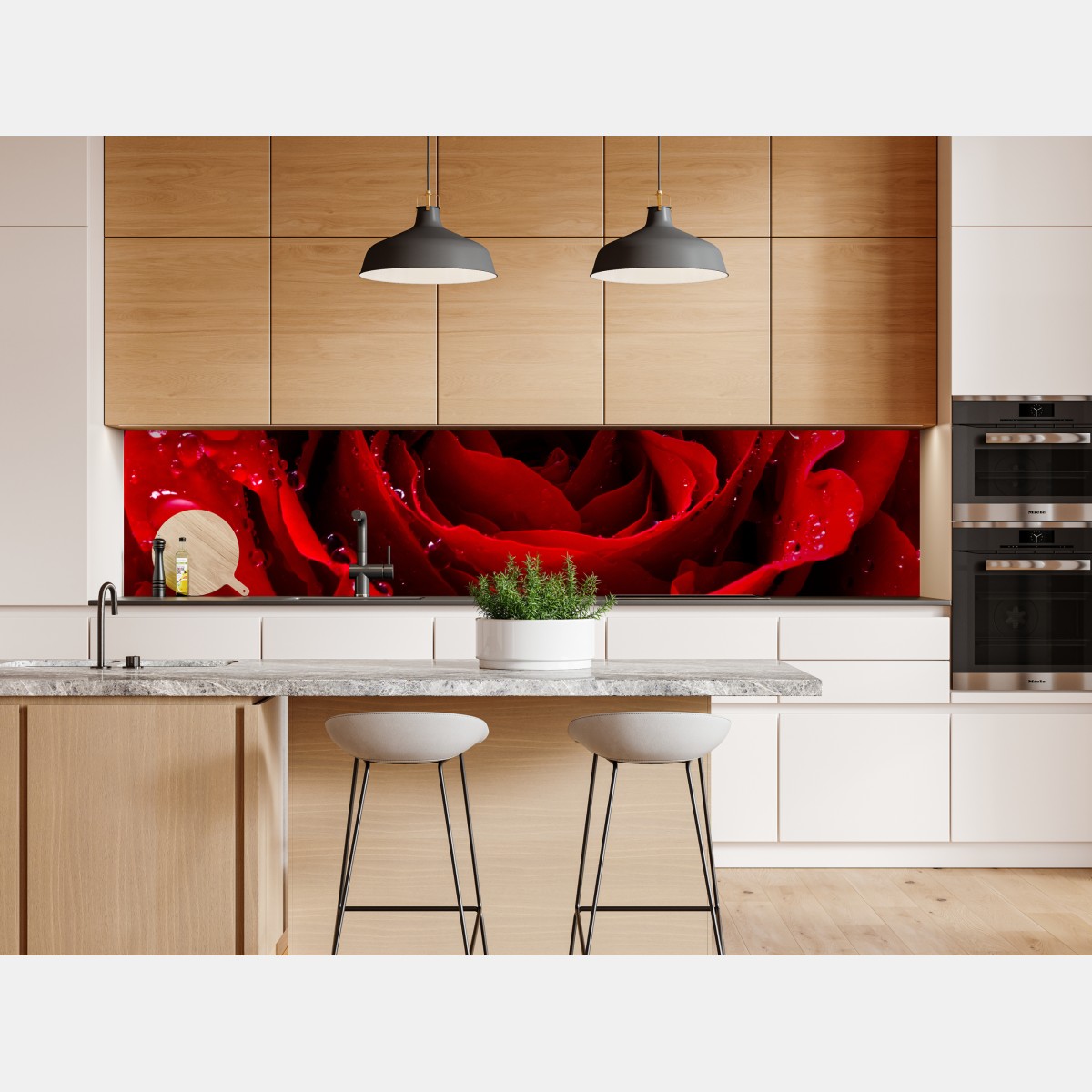 Naklejka repozycjonowalna żywa czerwona róża - zbliżenie – Wallissimo® Naklejka repozycjonowalna żywa czerwona róża - zbliżenie – Wallissimo®