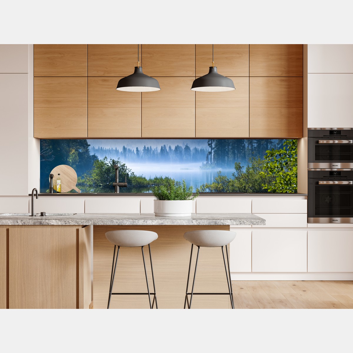 Naklejka repozycjonowalna mglista górska tafla jeziora z odbiciem – Wallissimo® Naklejka repozycjonowalna mglista górska tafla jeziora z odbiciem – Wallissimo®