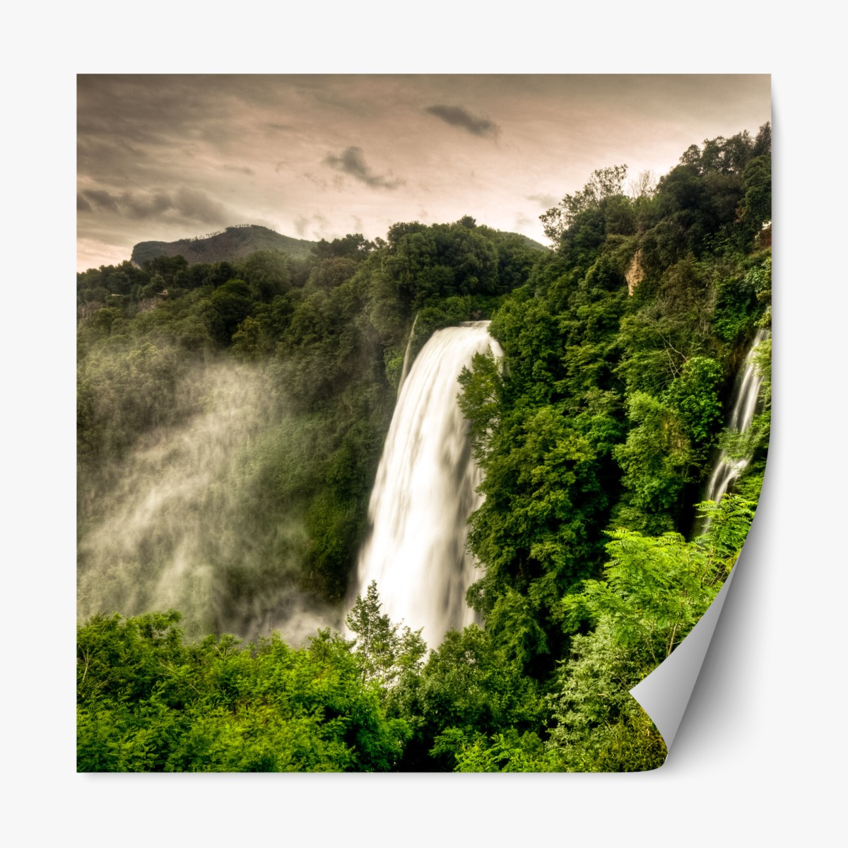 Repositionable sticker Marmore waterfalls, Umbria: misty green landscape