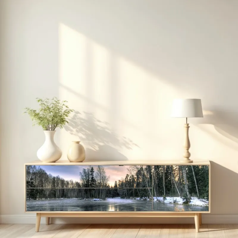 Naklejka repozycjonowalna spokojne drewniane molo o zachodzie słońca – Wallissimo®