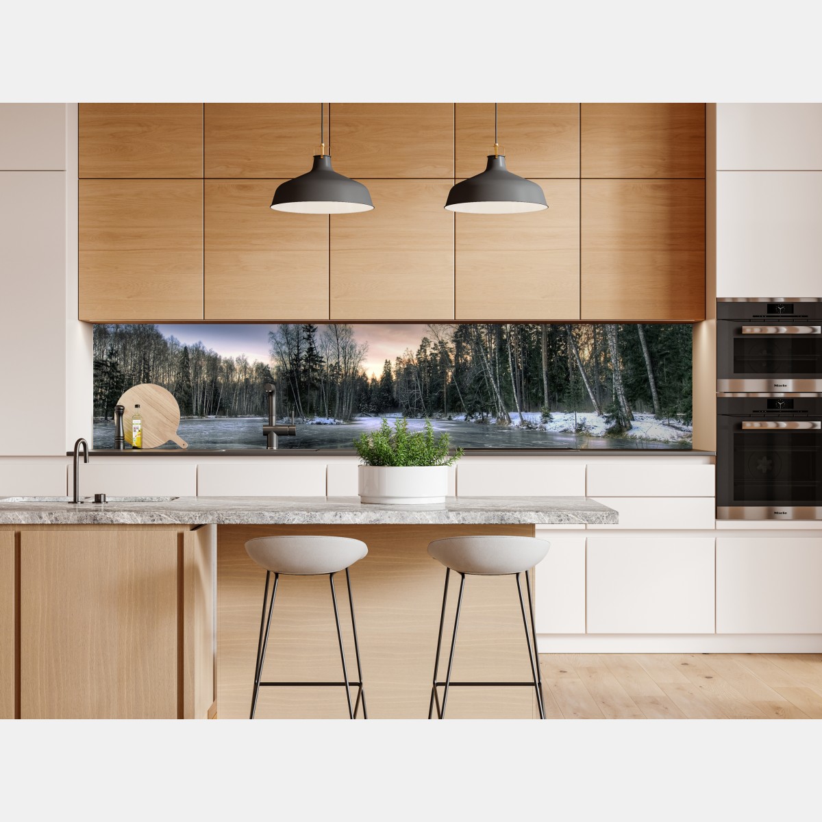 Naklejka repozycjonowalna zamarznięte jezioro o świcie z leśnym odbiciem – Wallissimo® Naklejka repozycjonowalna zamarznięte jezioro o świcie z leśnym odbiciem – Wallissimo®