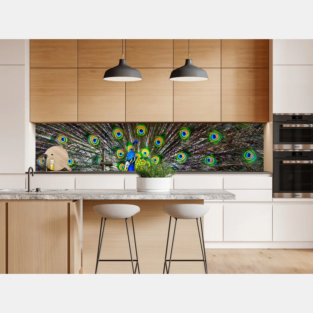 Naklejka repozycjonowalna żywy wachlarz pawich piór – Wallissimo® Naklejka repozycjonowalna żywy wachlarz pawich piór – Wallissimo®