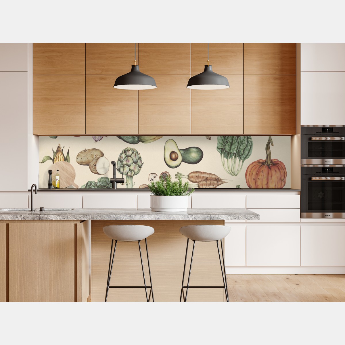 Naklejka repozycjonowalna ręcznie rysowany botaniczny wzór warzyw – Wallissimo® Naklejka repozycjonowalna ręcznie rysowany botaniczny wzór warzyw – Wallissimo®