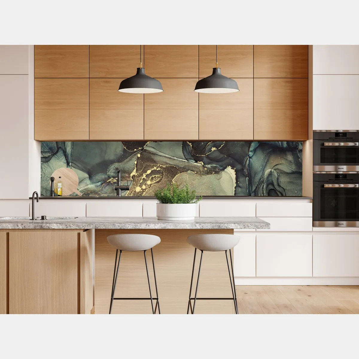 Naklejka repozycjonowalna turkusowo-złota abstrakcja płynna – Wallissimo® Naklejka repozycjonowalna turkusowo-złota abstrakcja płynna – Wallissimo®