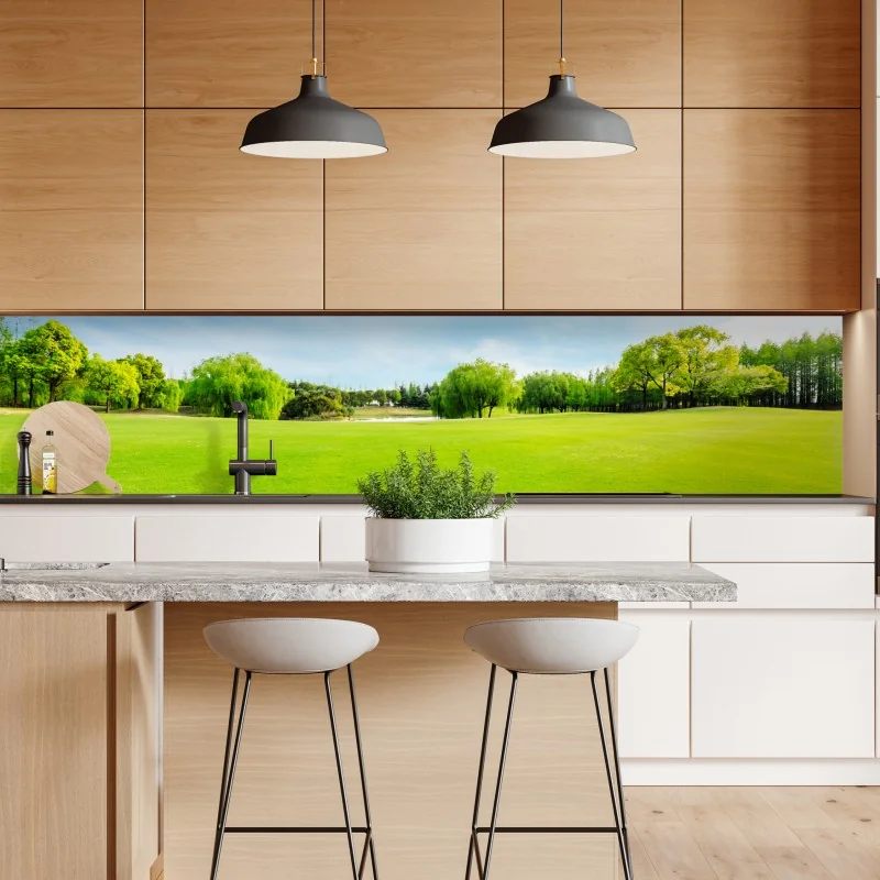 Naklejka repozycjonowalna spokojna zielona łąka pod błękitnym niebem – Wallissimo® Naklejka repozycjonowalna spokojna zielona łąka pod błękitnym niebem – Wallissimo®