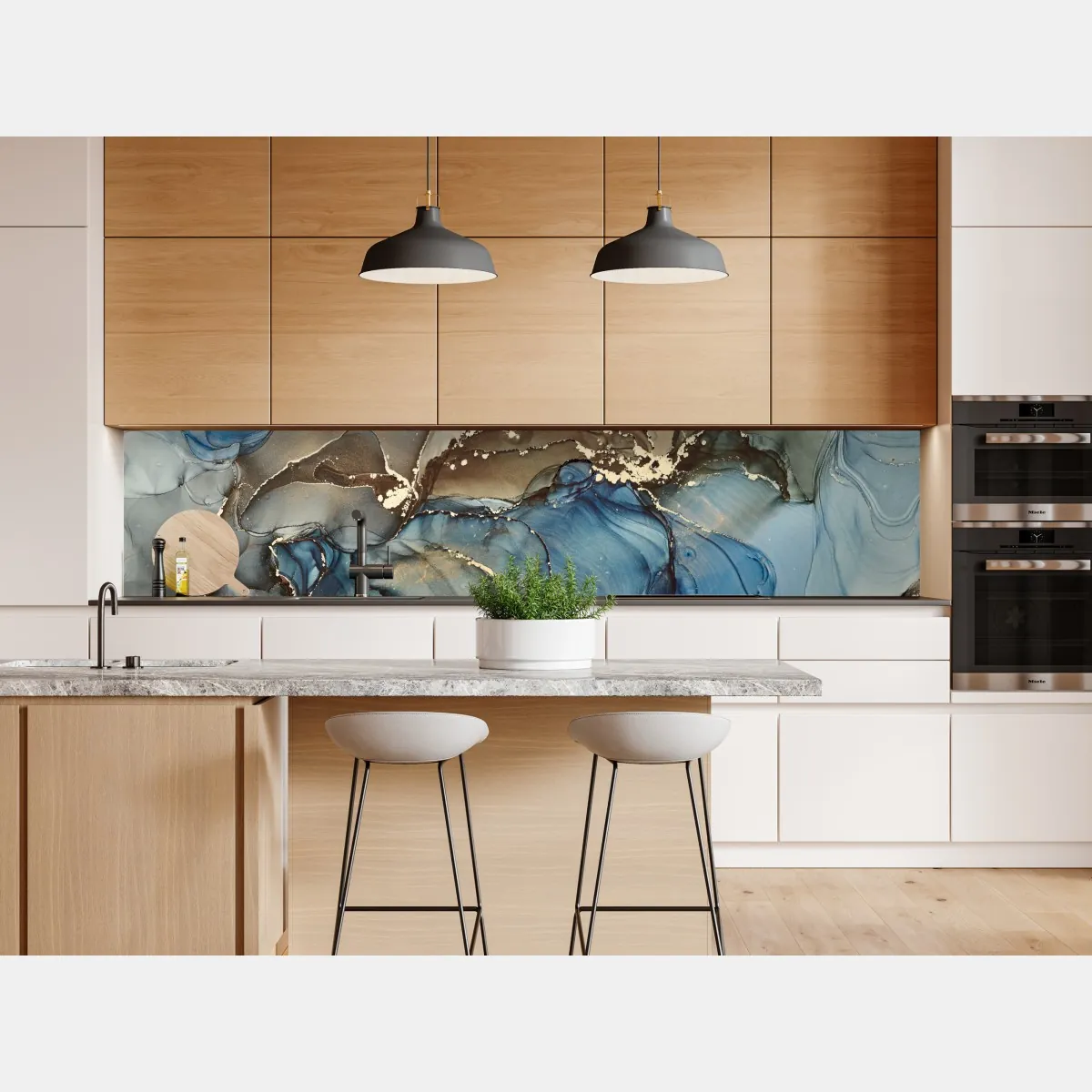 Naklejka repozycjonowalna abstrakcja w odcieniach niebieskiego i złota – Wallissimo® Naklejka repozycjonowalna abstrakcja w odcieniach niebieskiego i złota – Wallissimo®