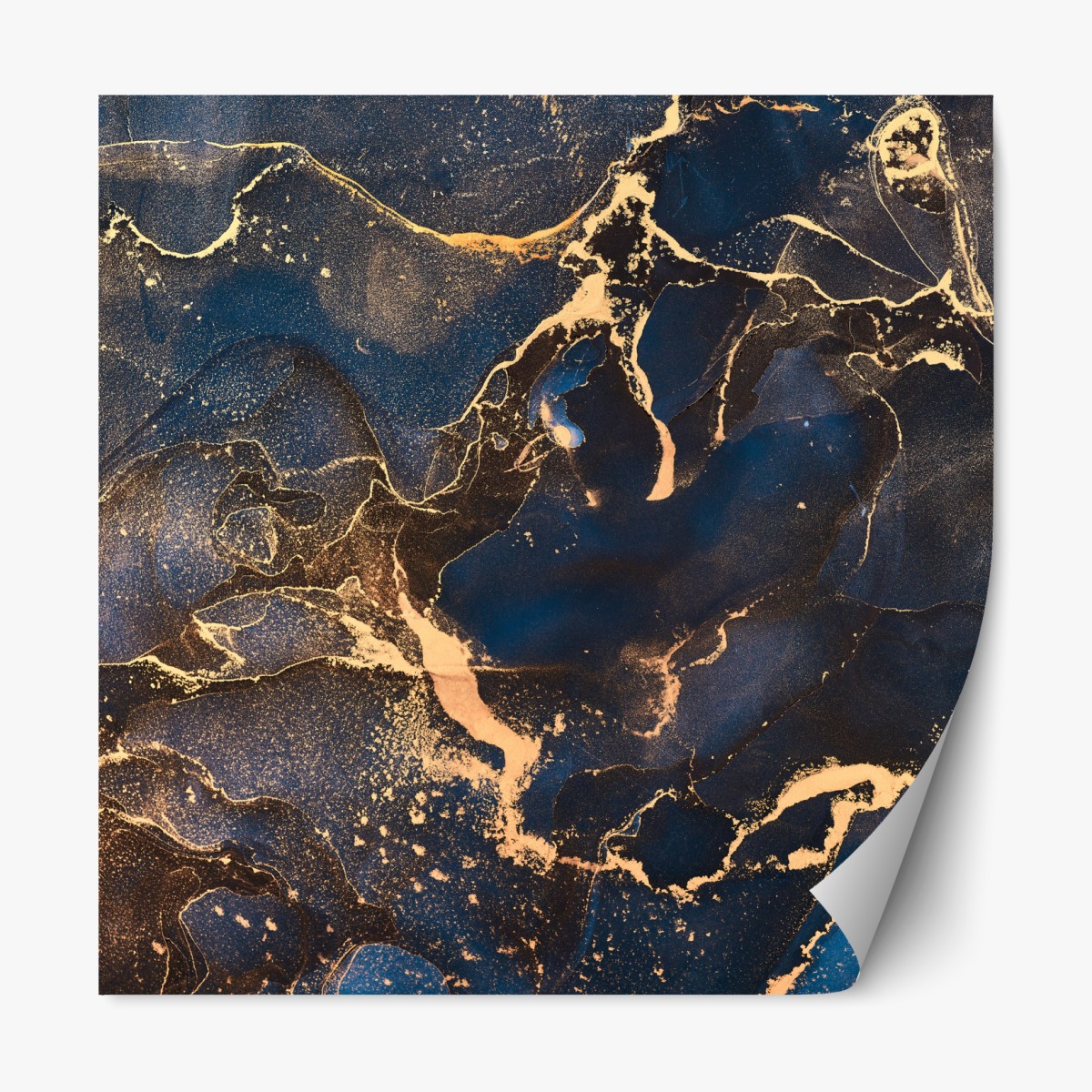Repositionable sticker midnight marble with golden veins