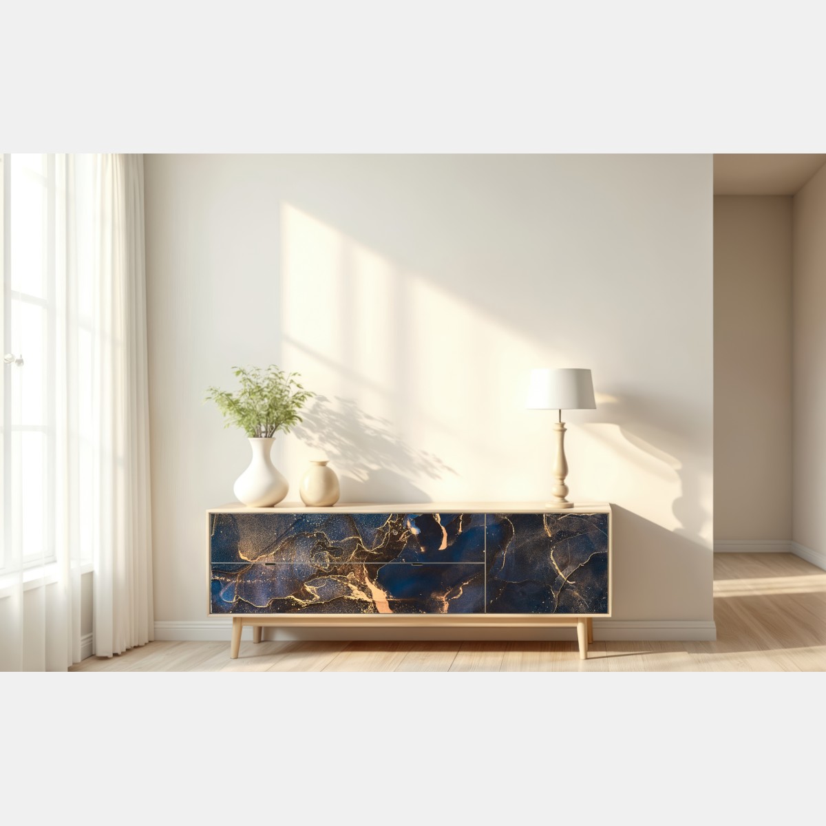 Naklejka repozycjonowalna nocny marmur ze złotymi żyłkami – Wallissimo® Naklejka repozycjonowalna nocny marmur ze złotymi żyłkami – Wallissimo®