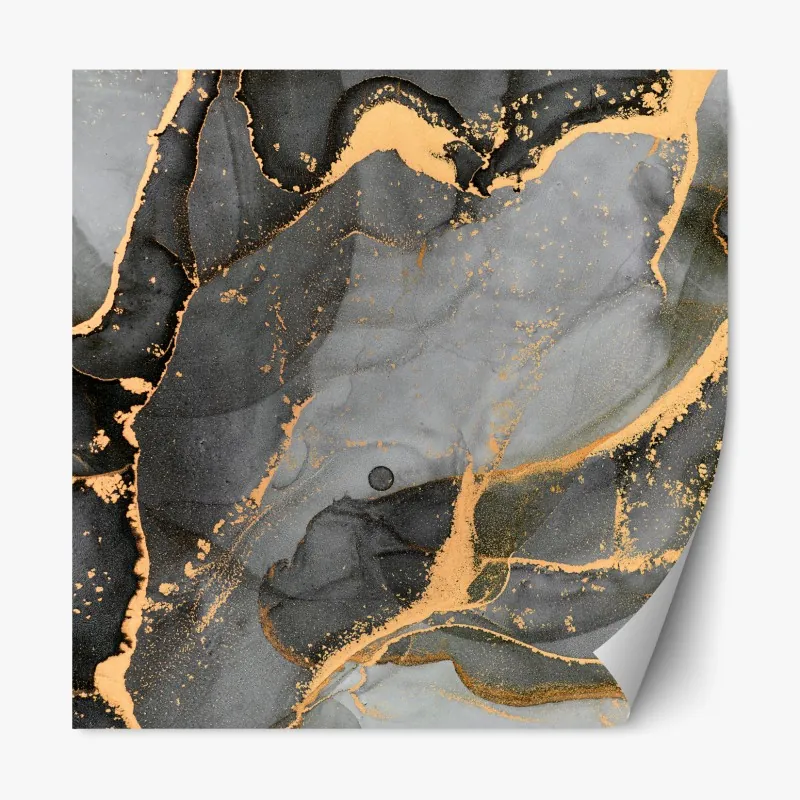 Naklejka repozycjonowalna szary marmur ze złotymi żyłkami