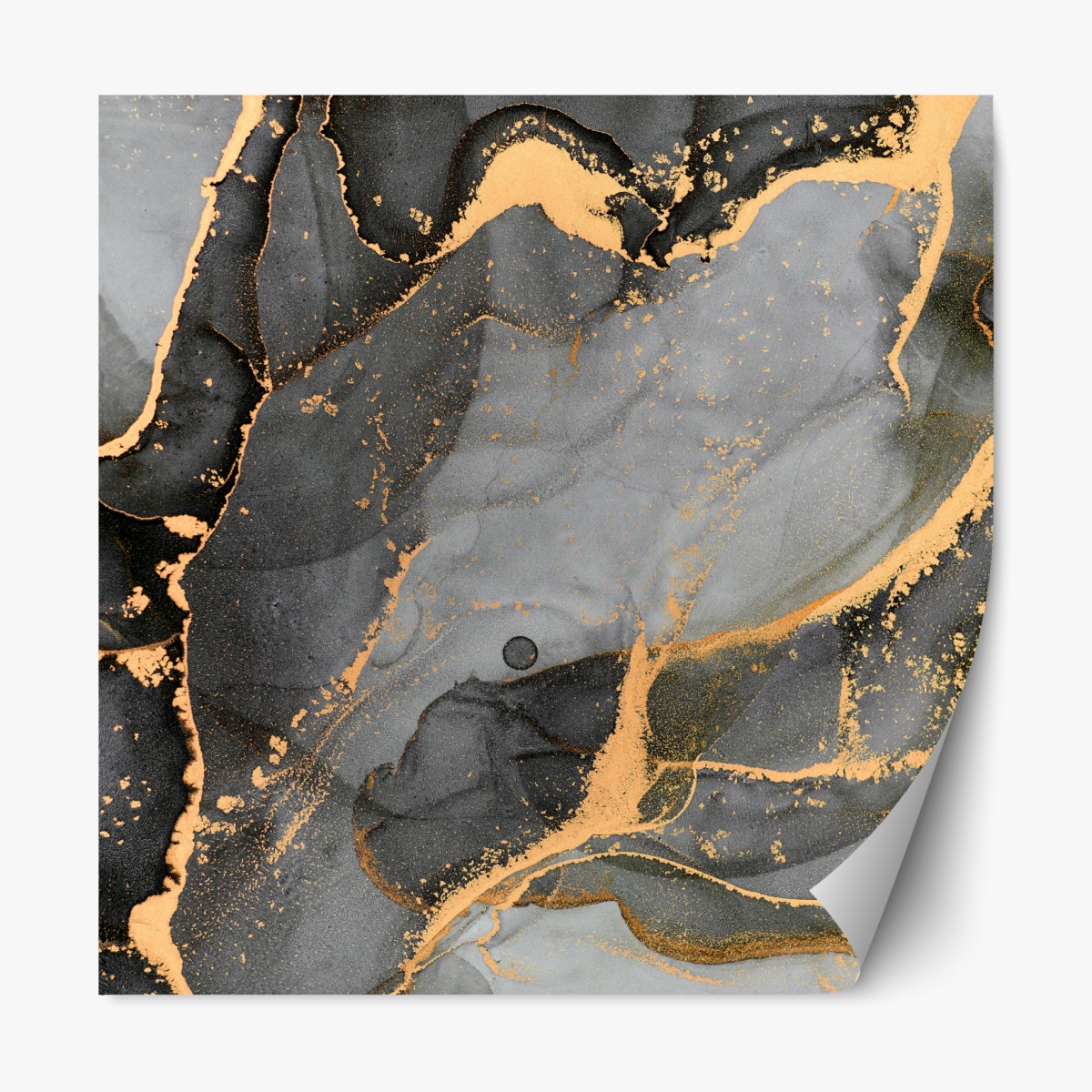 Repositionable sticker smoky gray marble with gold veins