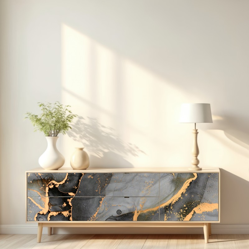 Naklejka repozycjonowalna szary marmur ze złotymi żyłkami – Wallissimo® Naklejka repozycjonowalna szary marmur ze złotymi żyłkami – Wallissimo®