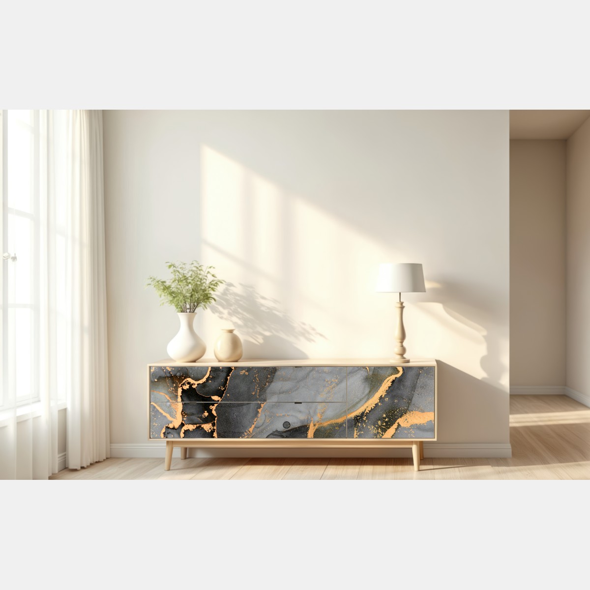 Naklejka repozycjonowalna szary marmur ze złotymi żyłkami – Wallissimo® Naklejka repozycjonowalna szary marmur ze złotymi żyłkami – Wallissimo®