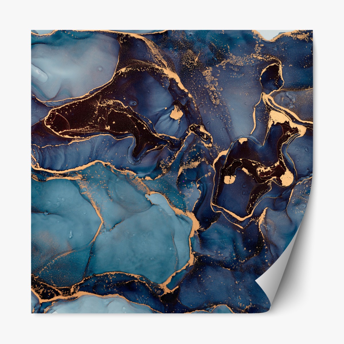 Repositionable sticker deep ocean blues with gold veins