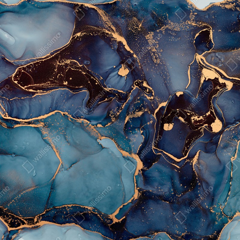 Naklejka repozycjonowalna głębokie oceaniczne błękity ze złotymi żyłami – Wallissimo® Naklejka repozycjonowalna głębokie oceaniczne błękity ze złotymi żyłami – Wallissimo®