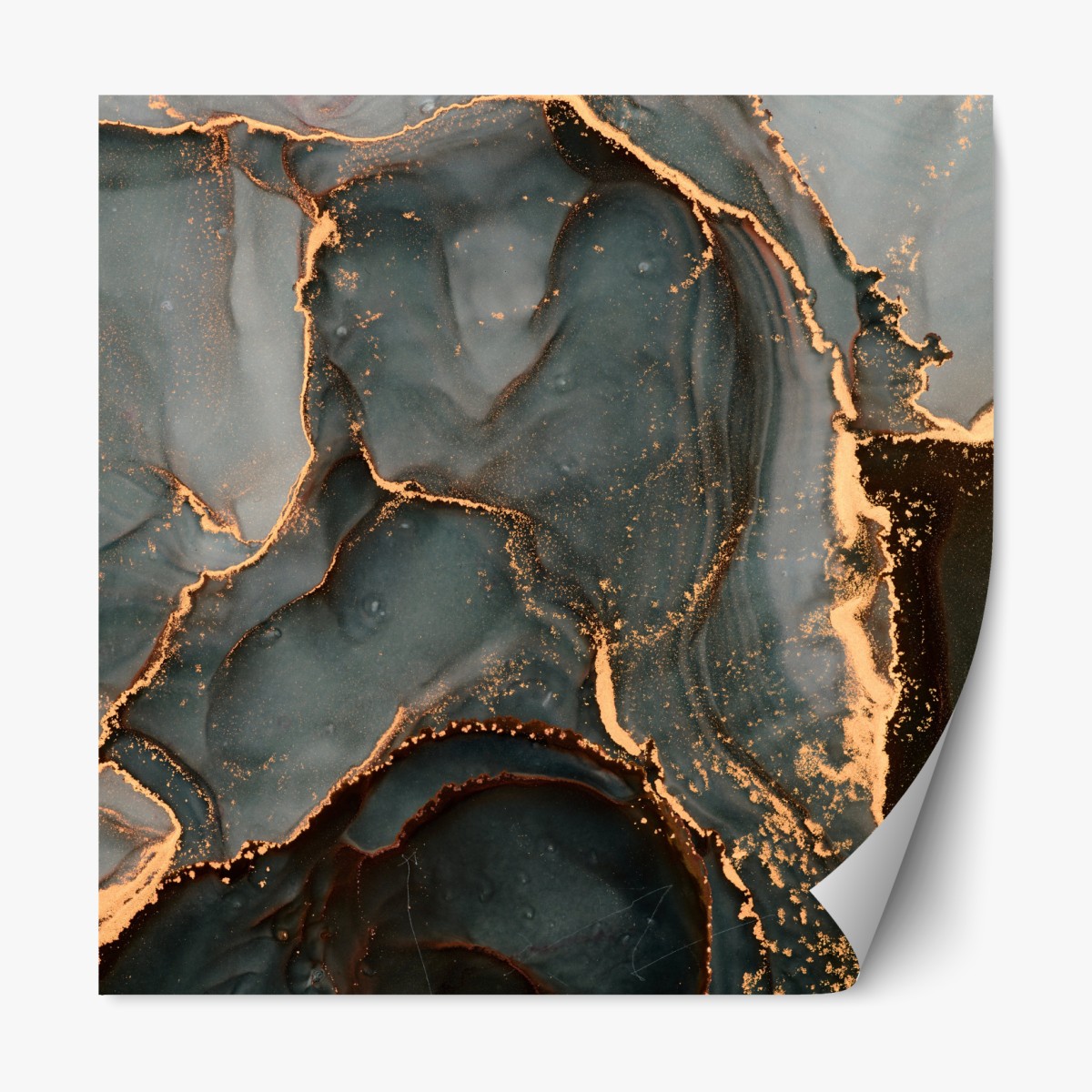 Repositionable sticker luxury turquoise abstract with gold veins