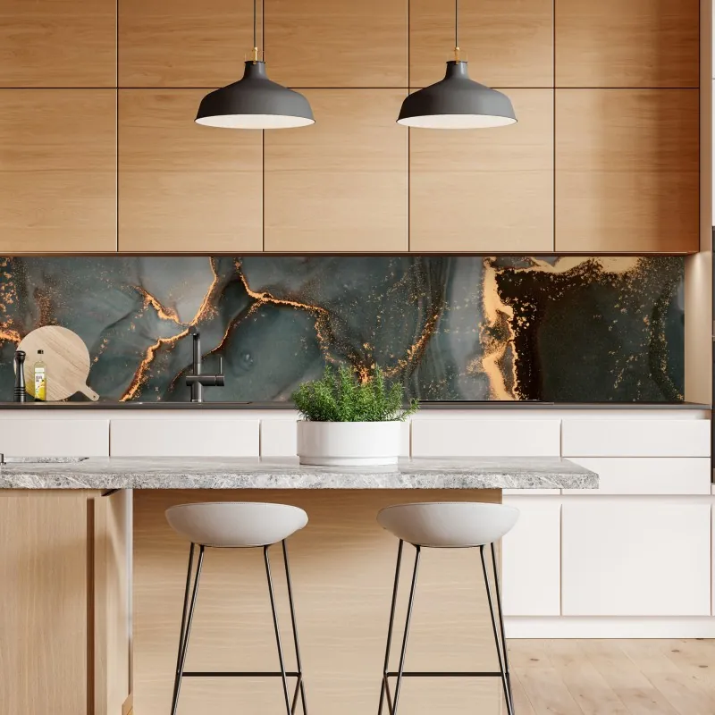 Naklejka repozycjonowalna art deco złoty wzór wachlarza – Wallissimo®