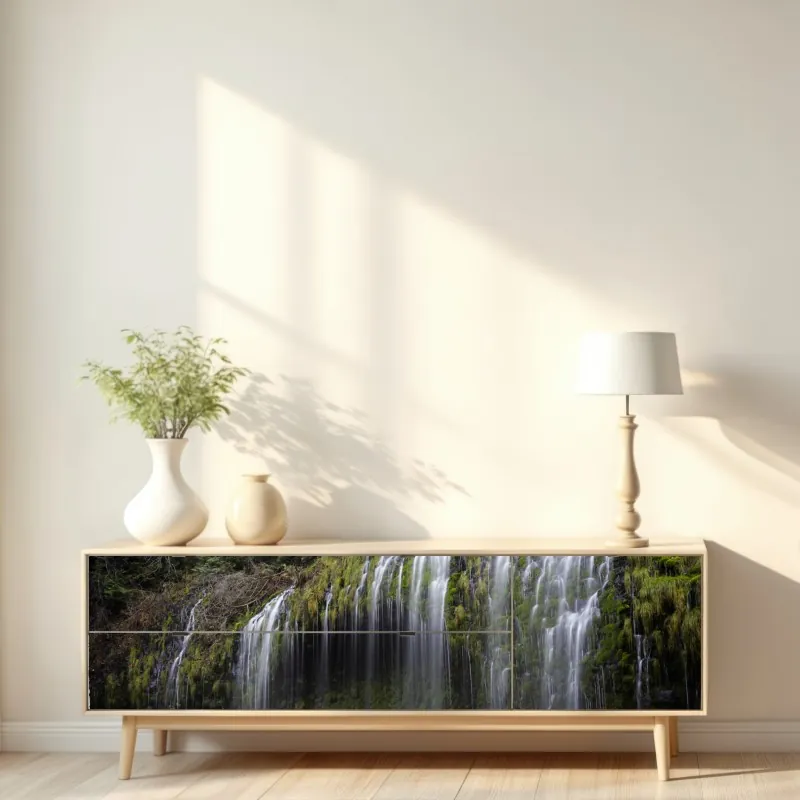 Naklejka repozycjonowalna złoty wzór liści na białym tle – Wallissimo®