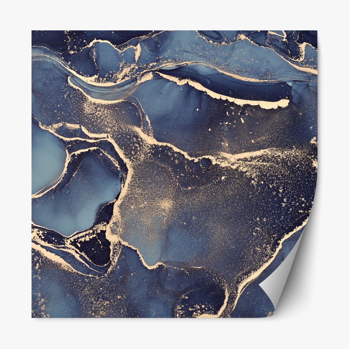 Repositionable sticker dreamy navy and gold fluid art