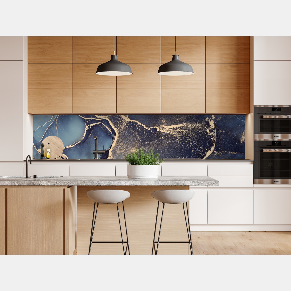 Naklejka repozycjonowalna senny abstrakcyjny motyw w granacie i złocie – Wallissimo® Naklejka repozycjonowalna senny abstrakcyjny motyw w granacie i złocie – Wallissimo®