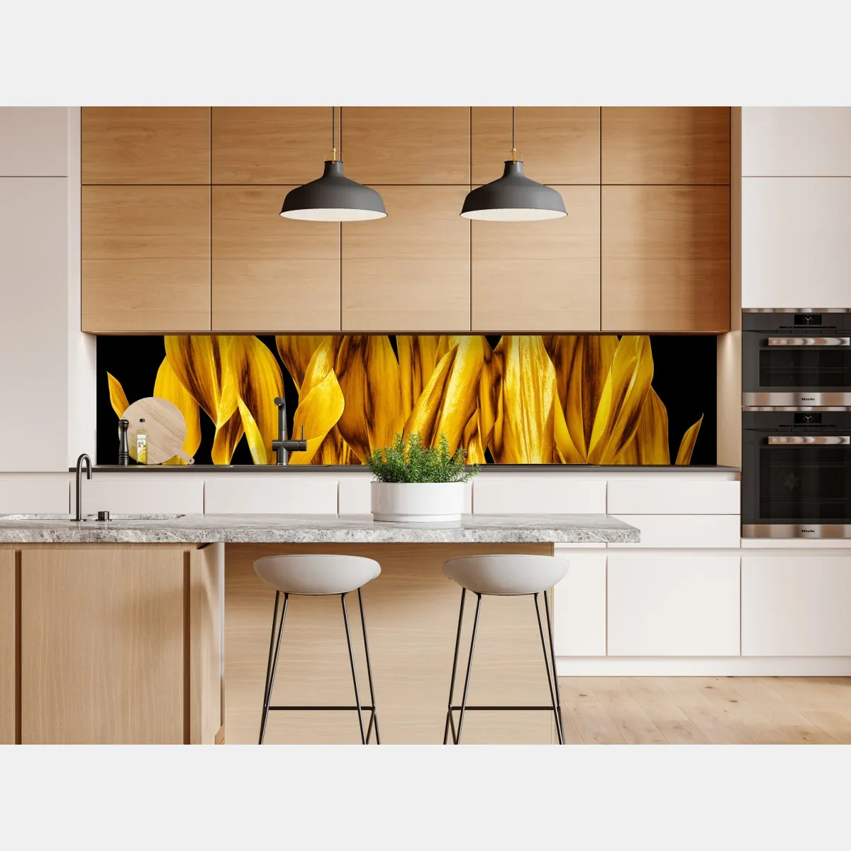 Naklejka repozycjonowalna złote liście na czarnym tle – Wallissimo® Naklejka repozycjonowalna złote liście na czarnym tle – Wallissimo®