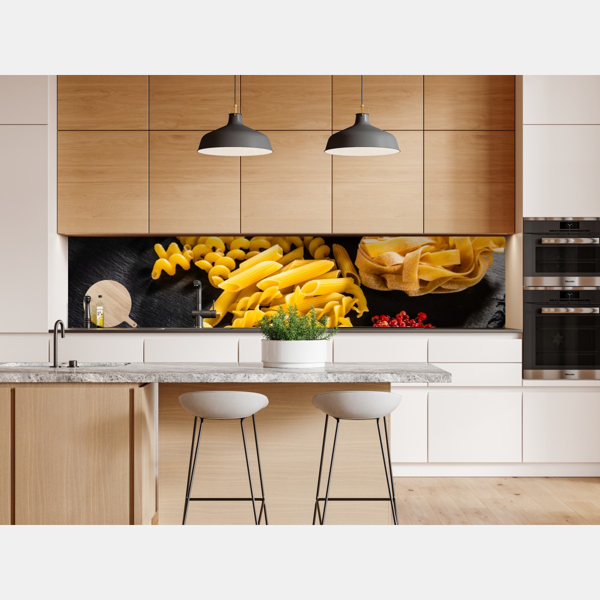 Naklejka repozycjonowalna zbiór suchych makaronów i świeże składniki – Wallissimo® Naklejka repozycjonowalna zbiór suchych makaronów i świeże składniki – Wallissimo®