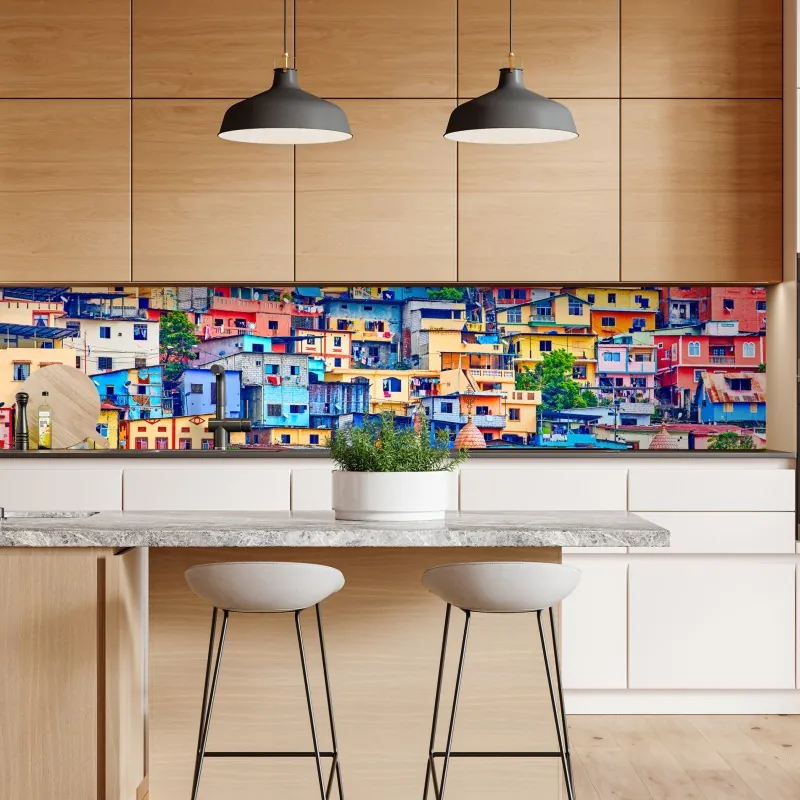 Naklejka repozycjonowalna kolorowe domy Las Peñas na wzgórzu Santa Ana, Guayaquil – Wallissimo® Naklejka repozycjonowalna kolorowe domy Las Peñas na wzgórzu Santa Ana, Guayaquil – Wallissimo®