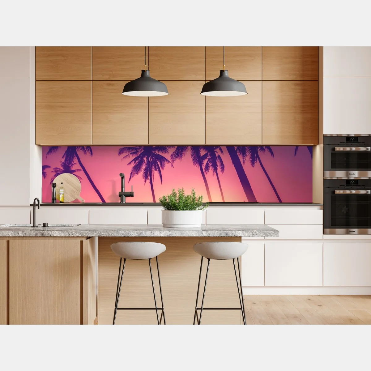 Naklejka repozycjonowalna tropikalny zachód słońca z palmami – Wallissimo® Naklejka repozycjonowalna tropikalny zachód słońca z palmami – Wallissimo®