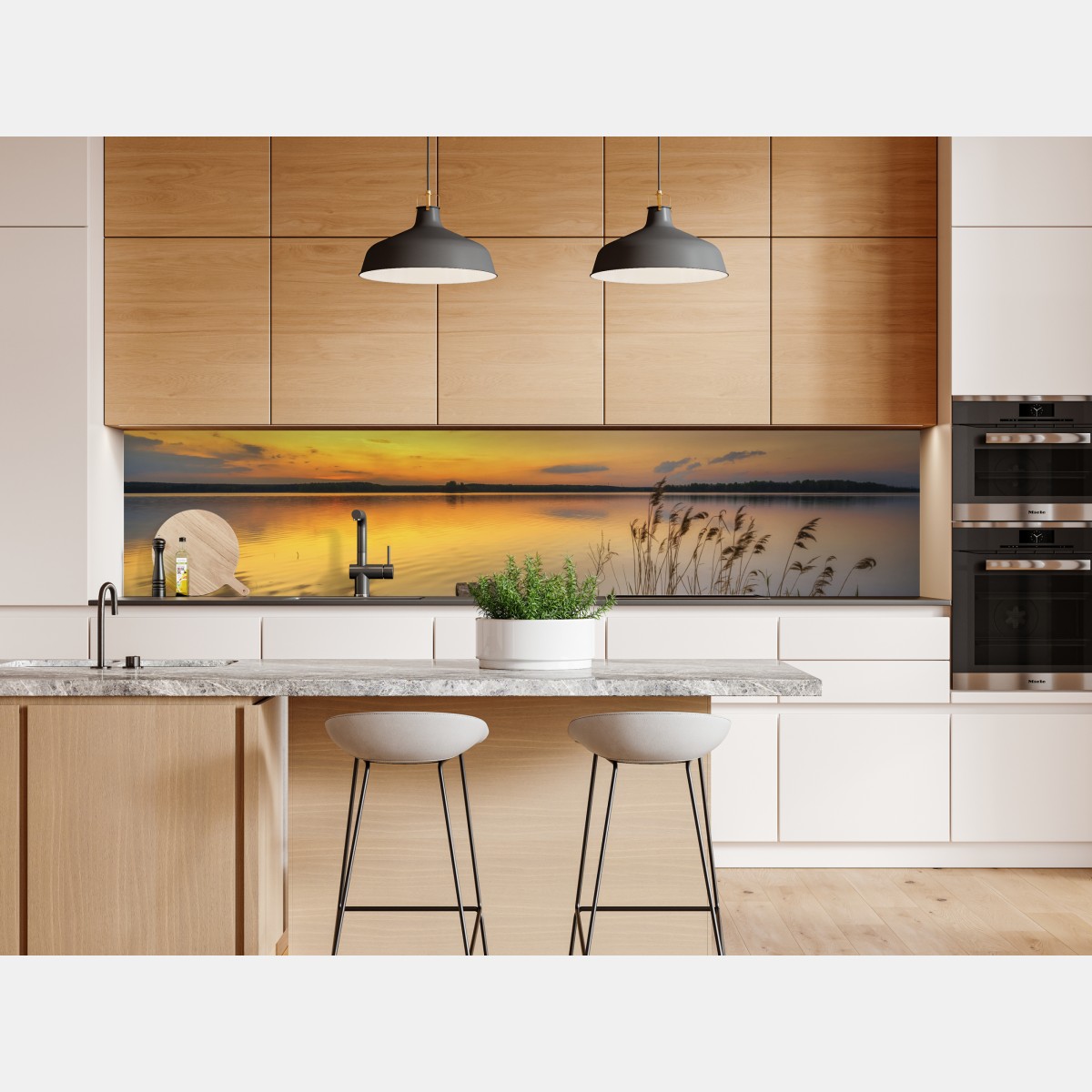 Naklejka repozycjonowalna złoty zachód słońca nad jeziorem – Wallissimo® Naklejka repozycjonowalna złoty zachód słońca nad jeziorem – Wallissimo®