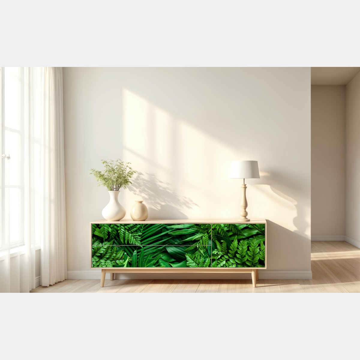 Naklejka repozycjonowalna bujny zielony wzór liści – Wallissimo® Naklejka repozycjonowalna bujny zielony wzór liści – Wallissimo®
