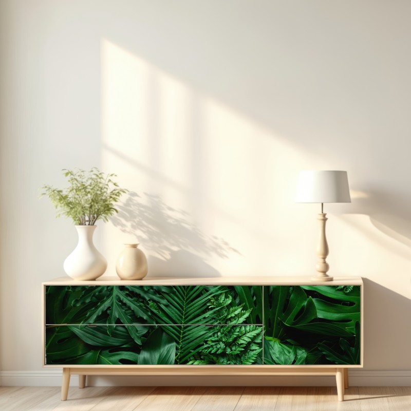 Naklejka repozycjonowalna bujne tropikalne liście – Wallissimo® Naklejka repozycjonowalna bujne tropikalne liście – Wallissimo®