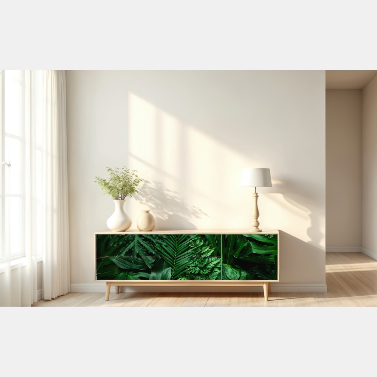 Naklejka repozycjonowalna bujne tropikalne liście – Wallissimo® Naklejka repozycjonowalna bujne tropikalne liście – Wallissimo®